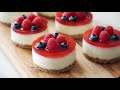 Mini White Chocolate Raspberry Cheesecake / No Bake / Easy Recipe