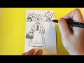 How to draw cartoon of a pilgrim