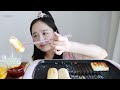 Cheese Rice Cakes and Grilled Halloumi Cheese Mukbang🧀💛ft. Cheese&Fire Sauce | Eating Show ASMR :D