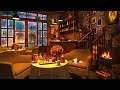 Cozy Winter Coffee Shop Ambience ☕ Smooth Jazz Music with Warm Crackling Fireplace for Relaxing