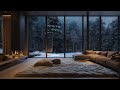 Warm space for cold winter ⛄ Snowy Night and Crackling Fireplace Sounds 🔥 ASMR for Sleep, Relax
