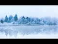 Winter Frozen Lake Ambience 4K | Misty Lake & Snow | Wind & Lake Nature Sounds | Wintertime Ambience