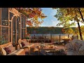 4K Cozy Cabin Porch Coffee Shop Ambience with Smooth Jazz Music to Relax/Study/Work to