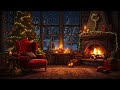 Cozy Christmas Ambience & Snowfall Relieves Insomnia 🎄 Cozy Fireplace and Wind Sound to Sleep