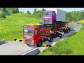 Flatbed Truck Mcqueen | Transportation with Truck - Pothole vs Car vs Gelk #3 - BeamNG.Drive