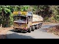 Heavy Loaded Truck Tires Slips While Driving in Ghat Road - Truck Drivers Rescue - Lorry Videos