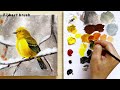 How to paint a bird in winter step by step? 🐦