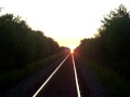 jenna & tom on r r tracks at sunset perfect alignment as sun goes dwn ^ ^
