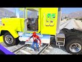 GTA 5 Spiderman Cars 3 DisneyCars Lightning McQueen, Cruze Ramirez, Mack Can Stop the train Ep.41