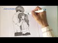 How to draw couple || love sketch || drawing for beginner || រៀនគូរ