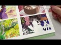 Paint with me 🎨 watercolor painting, Studio Ghibli Kiki’s Delivery Service scenes || Cozy jazz vlog