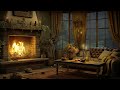 Warm fireplace for cold winters ⛄ Cozy Room Ambience with Smooth Jazz 🔥 Fireplace Sounds to Sleep