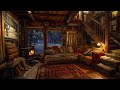 Cozy Winter Hut with Relaxing Fireplace Ambience for Deep Sleep丨Snowstorm Night