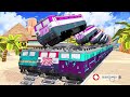 【踏切アニメ】スマートトレイン5 TRAINS BATTLE VS PACMAN🚦Fumikiri 3D Railroad Crossing Animation #train