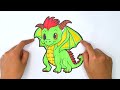 HOW TO DRAW AND EASY COLOUR YOUR CUTE DRAGON COLORING PAGE FOR KIDS - Mythical Creatures