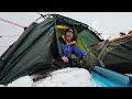 SUB-ZERO -9.9 WHITEOUT ! WINTER BLIZZARD MOUNTAIN CAMPING IN THE HILLEBERG SOULO BLACK LABEL TENT