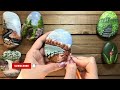 How to acrylic painting on stone | Mountain🏔and the lake | Step by Step