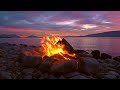 8 Hours of Relaxing Campfire by a Lake at Sunset in 4k UHD, Stress Relief, Meditation & Deep Sleep