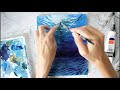 How to Paint in Acrylics | Easy Underwater Ocean Painting Tutorial | 15-20 minute painting!