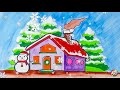 Drawing winter time Learn draw Christmas tree - Art tips for children