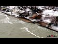 Everything Gone! Long Beach Homes Being Taken Out By Storm surge! Crazy Storm drone footage 4K