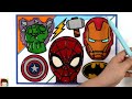 Spider-man Jelly Coloring & Painting for Children | Marvel Avengers Symbols, IRON MAN, Batman
