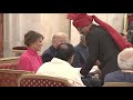 President Kovind and President Donald Trump interact with guests at Rashtrapati Bhavan