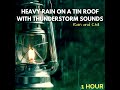 Heavy Rain on a Tin Roof with Thunderstorm Sounds (One Hour)