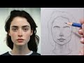 How to draw a face for beginners | draw a girl's face from front