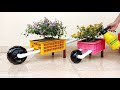 Recycling Stack Plastic Crates into Wheelbarrow  Planter for Your Garden