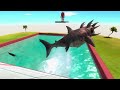 Can Colossal Titan Hit UNITS into Portal or Slide in SHARK Pool - Animal Revolt Battle Simulator