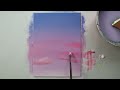 ASMR Palm Tree Sunset Painting | Full Acrylic Tutorial (no talking)