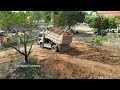 Good Activity Delete Pit By Miniature Truck Working Unloading Soil And Bulldozer D31P Push The Soil