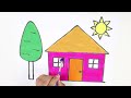 House Drawing | Draw a simple house step by step easy | House Drawing with sun and tree #ghardrawing