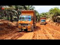 Don't Want to Give Up!! Fuso Truck Forced to Run All the Way Through Mud