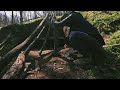 Building a camouflaged SHELTER in forest. Camping and survival skills. Start to finish