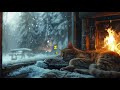 cozy fireplace with relaxing music 🌙  Cats | Helps Sleep Instantly | Fireplace Burning