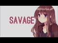 Savage- speed up- 1 hour- lyrics on screen
