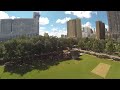 Aerial video of Discovery Green in downtown Houston, TX