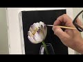 TRANSPARENT VASE WITH TULIP FLOWER ON BLACK BACKGROUND / ACRYLIC PAINTING STEP BY STEP