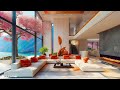 Sweet Jazz Ambience 🌸 Soft Jazz Music with Fireplace Sounds in Spring Luxury Apartment to Relax