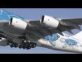 AIRBUS A380 LANDING and DEPARTURE - The TURTLE A380 departs for a TEST FLIGHT (4K)