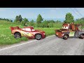 TRANSPORTING PIXAR CARS & FRUITS WITH COLORED & JOHN DEERE vs CLAAS vs TRACTORS - BeamNG.drive #962