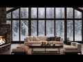 Relaxing Winter Jazz ✨ Crackling Fireplace Sounds 🔥 Cozy Snowfall Ambience ❄️