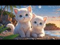 Cute, beautiful, positive kittens! Summer, evening, moon. Relaxation video.