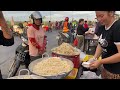 4k Street food view Khmer people daily life Asia, Cambodia factory workers daily life