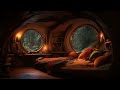 Embracing the Cozy Comforts of a Hobbit Bedroom with Gentle Rainfall Lulling You to Sleep