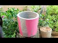 How to make cement pots at home easily | Flower pot making with old bucket & cement