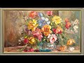 Floral Bouquet | Soft Piano Music | TV Screen Wallpaper Background | Vintage Framed Art for TV Decor