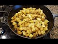 Crispy fried potatoes in a cast iron skillet without sticking!